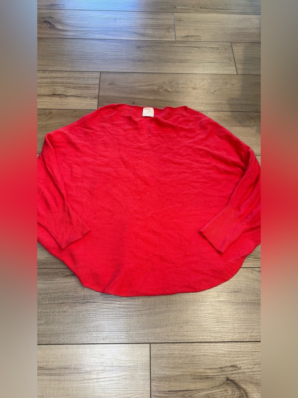 Kerisma M/L Red Oversized Dolman Batwing Sleeve Ribbed Knit Sweater Tunic
